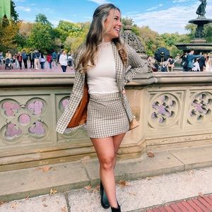 Plaid blazer and skirt set